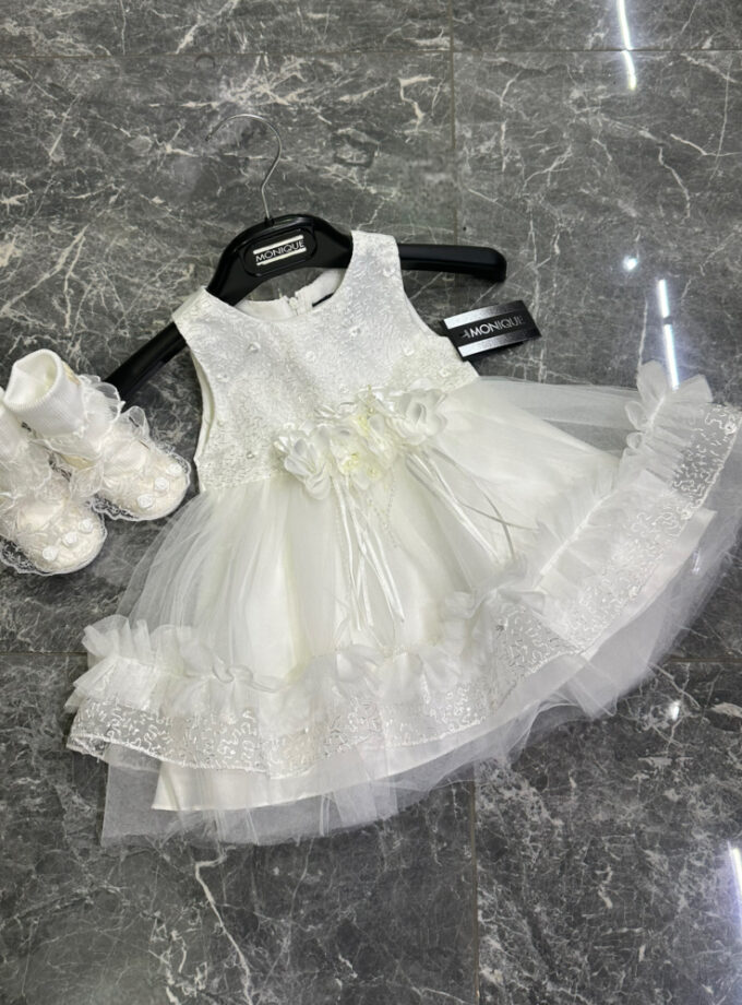 abito battesimo perla