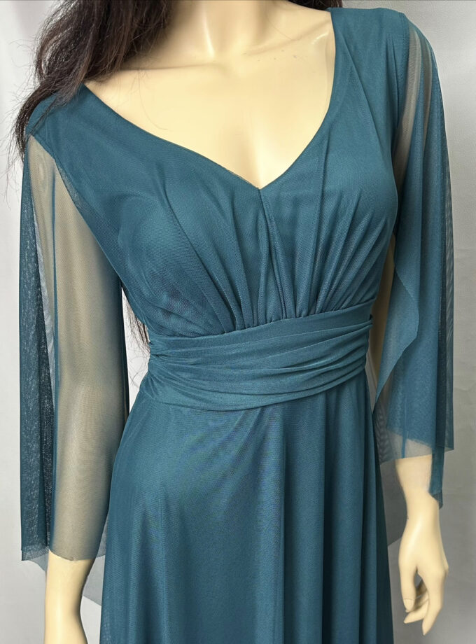 abito tulle maniche lunghe verde gucci