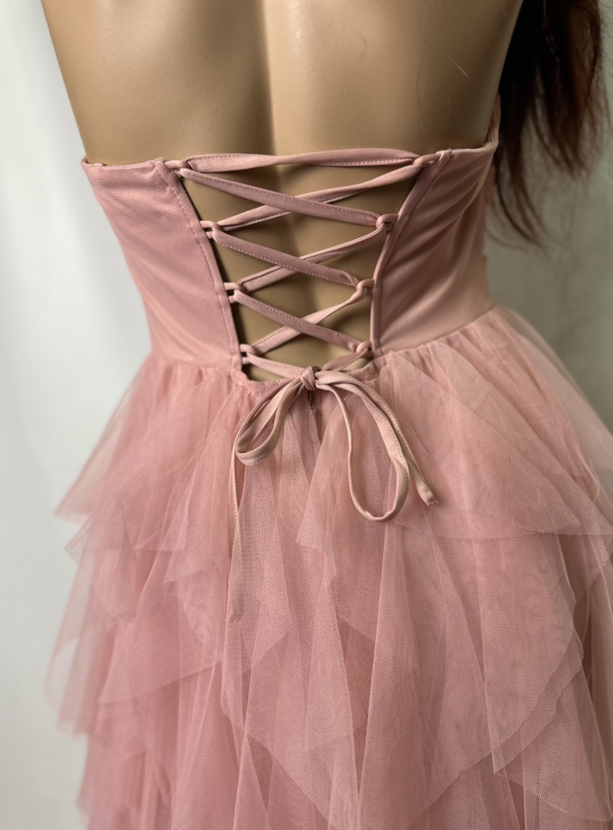 abito balze tulle rosa antico