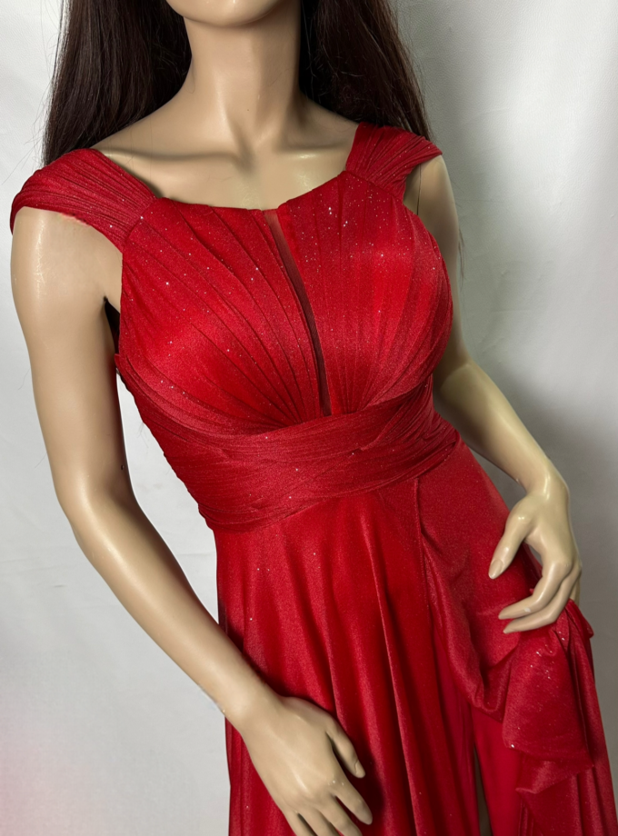 abito lungo rosso effetto seta