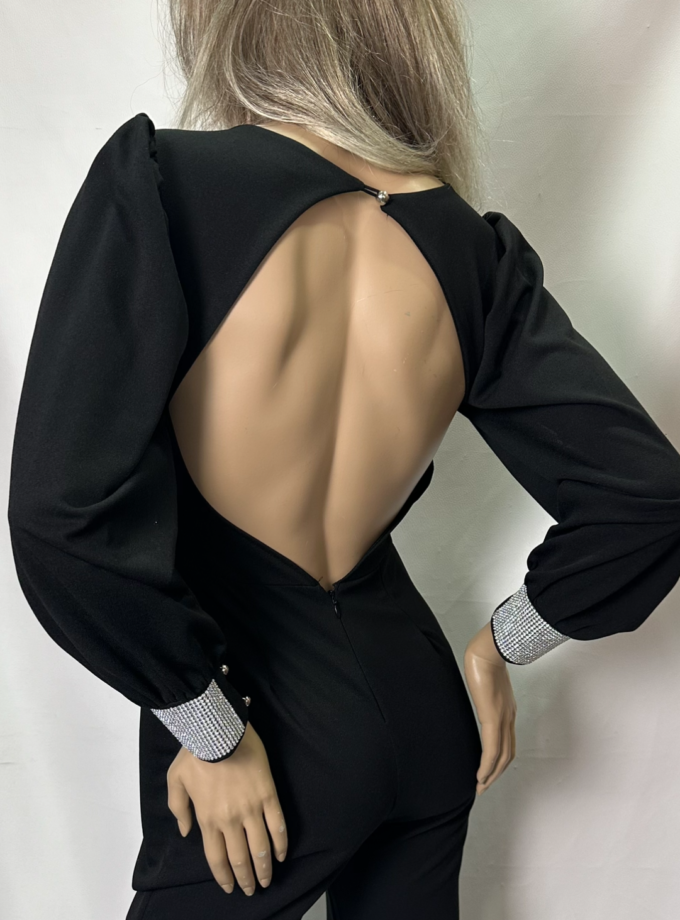 tuta nera polsi strass