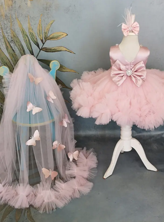 abito bambina primavera rosa antico