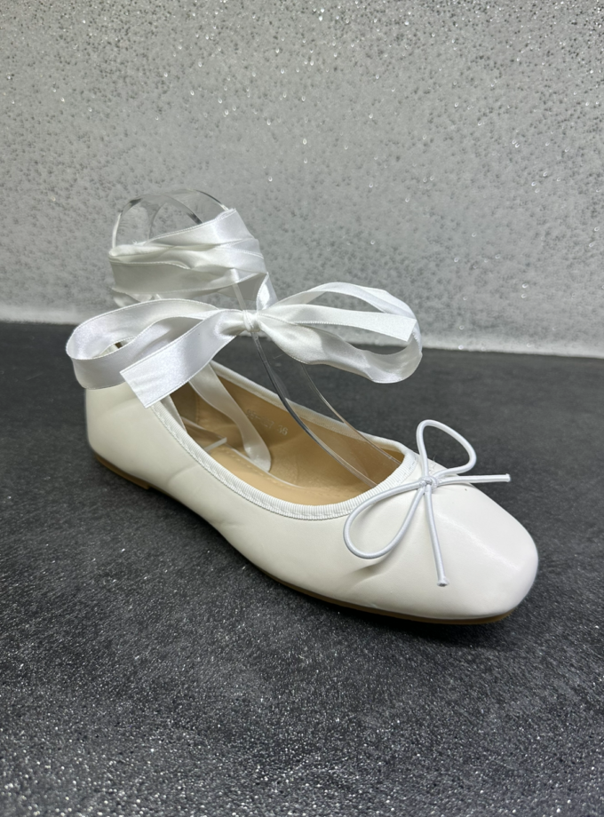 ballerine bianche intrecci raso alla schiava