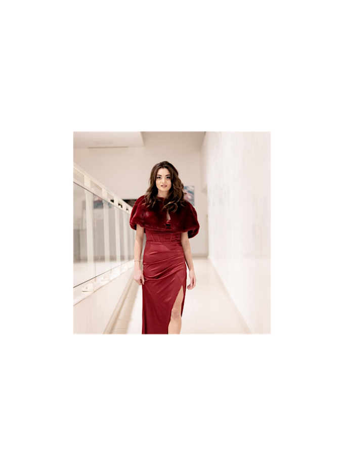 abitolungo sirena raso effetto seta bordeaux