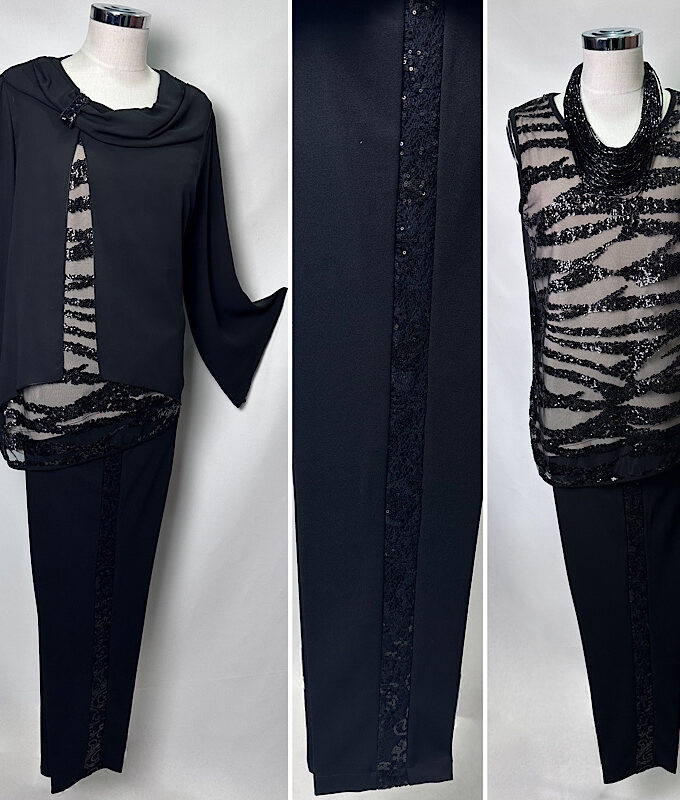 completo pantaloni tre pezzi nero champagne