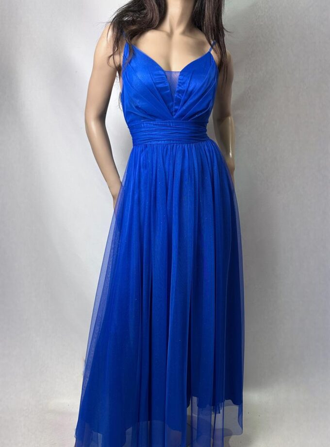 abito tulle brillantinato blu elettrico
