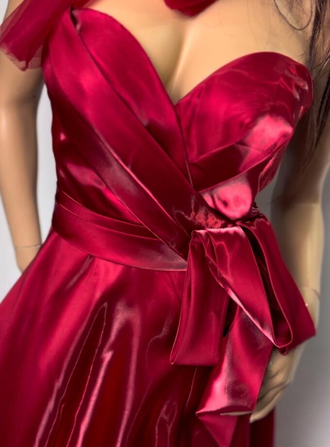 abito bambola raso in organza bordeaux