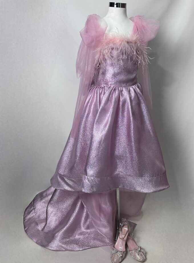 abito bambina lurex fiocco rosa gold