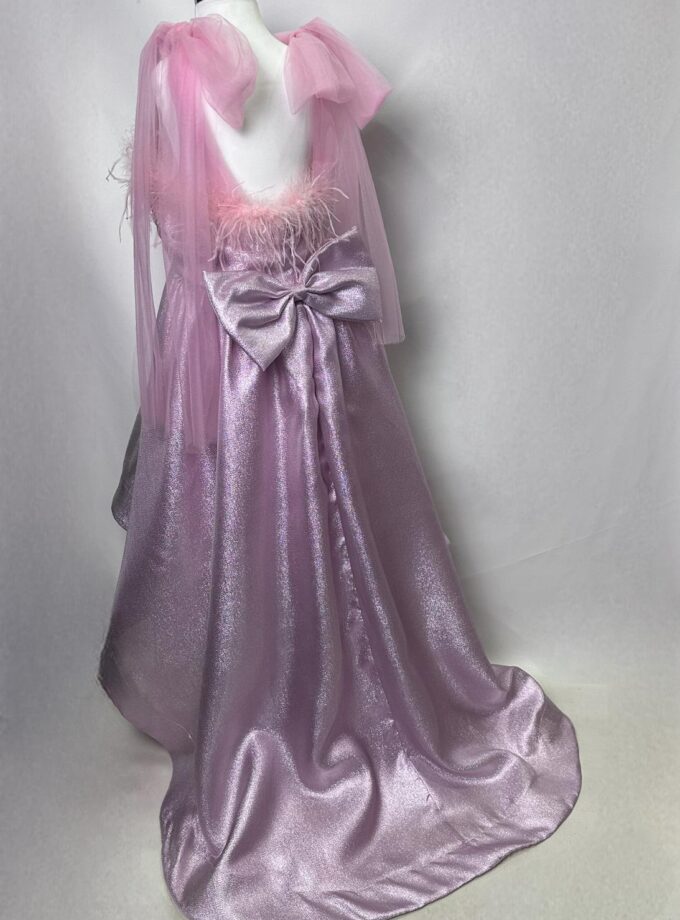 abito bambina lurex fiocco rosa gold