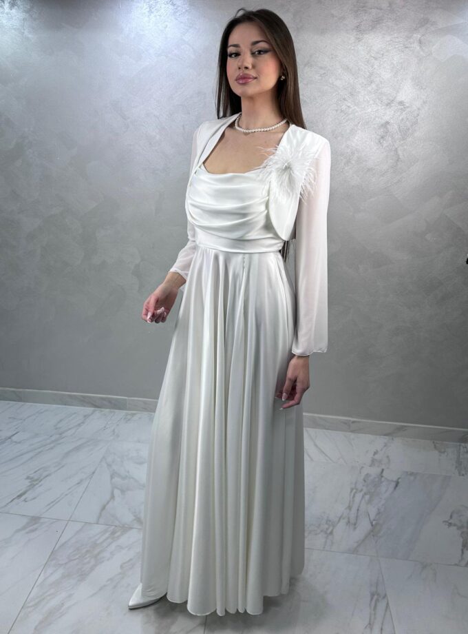 abito lungo bianco raso setato