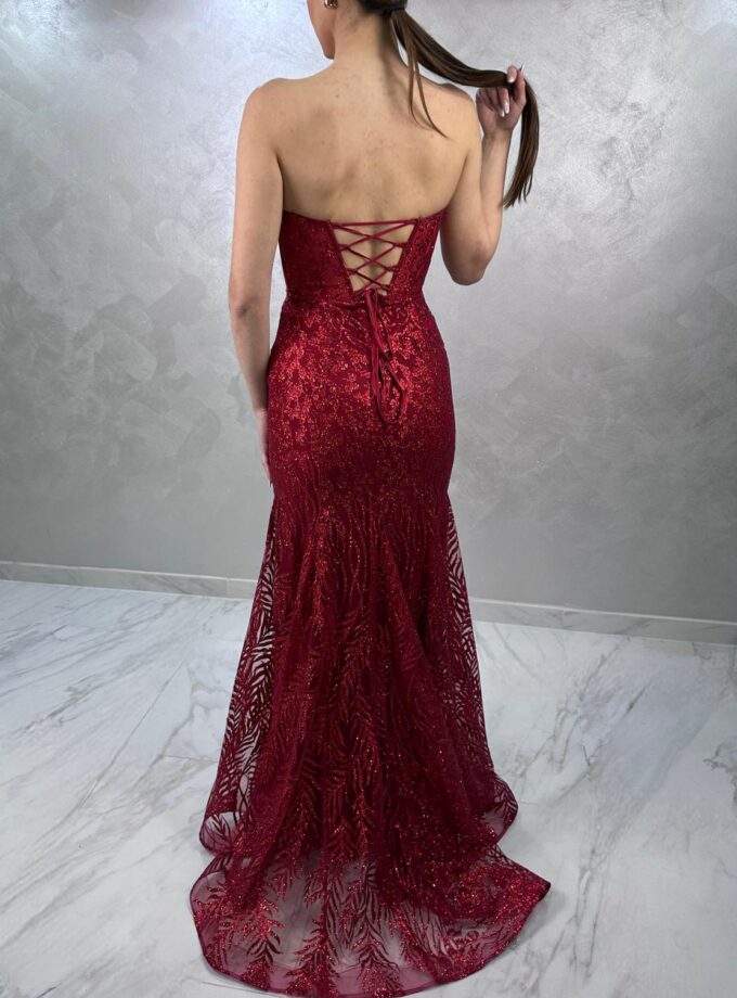 abito sirena brillantinato bordeaux