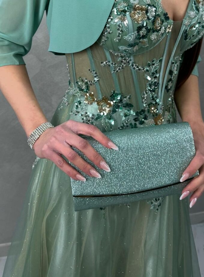 borsetta elegante verde salvia