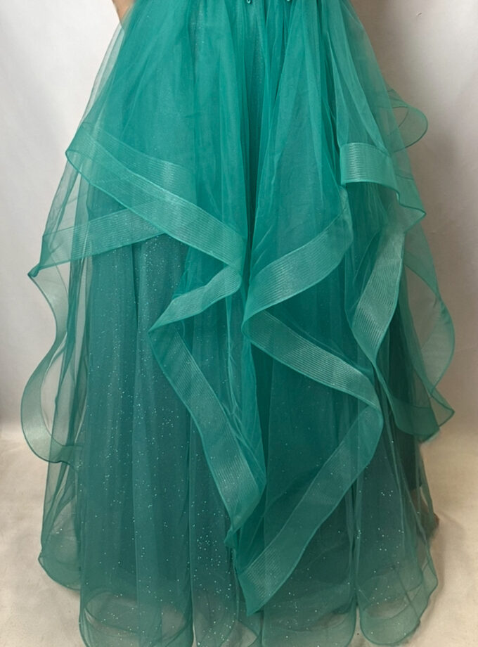 abito bambola balze tulle verde Tiffany