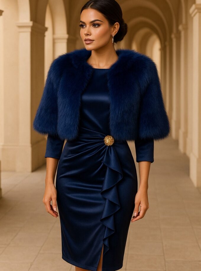 Mantella pelliccia blu