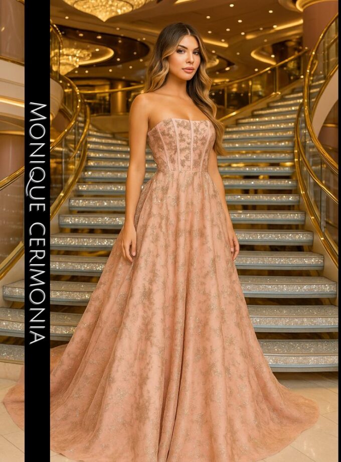 abito bambola brillantinato rosa oro