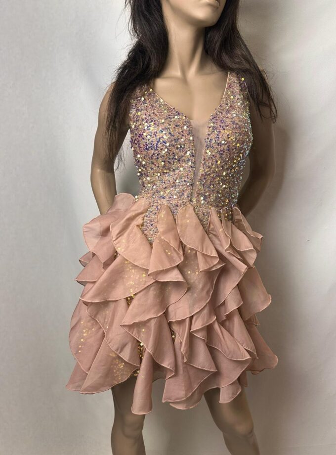 abito corto paillets oro rouge