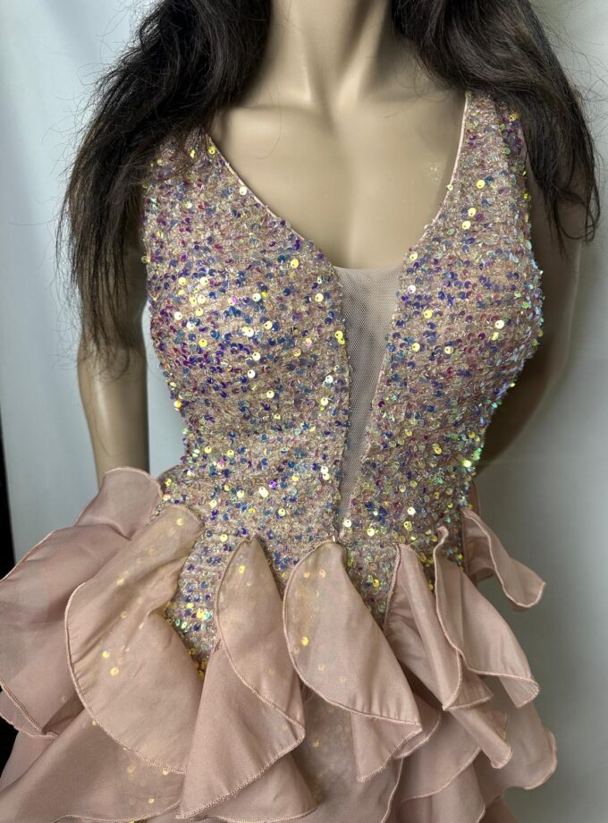 abito corto paillets oro rouge