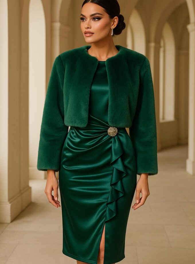 abito tubino rouge raso verde