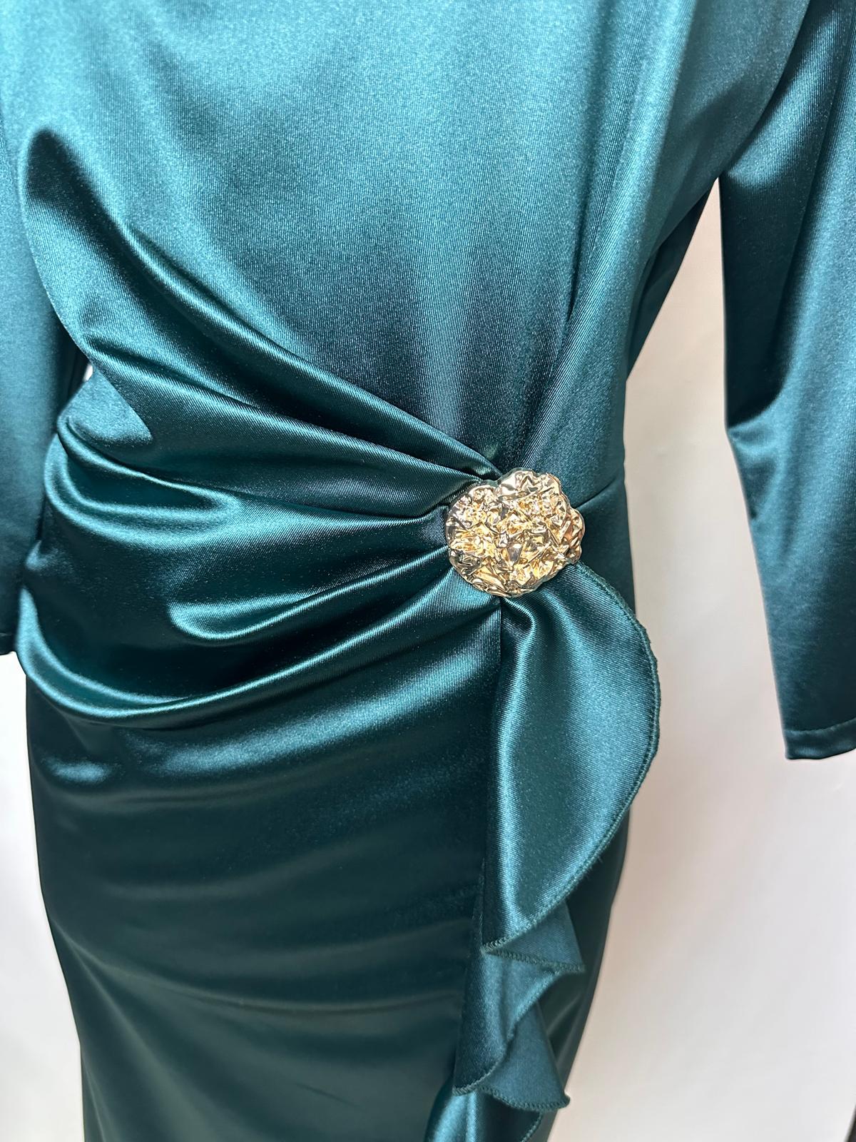 abito tubino rouge raso verde - immagine 3